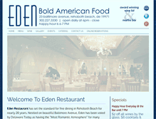 Tablet Screenshot of edenrestaurant.com